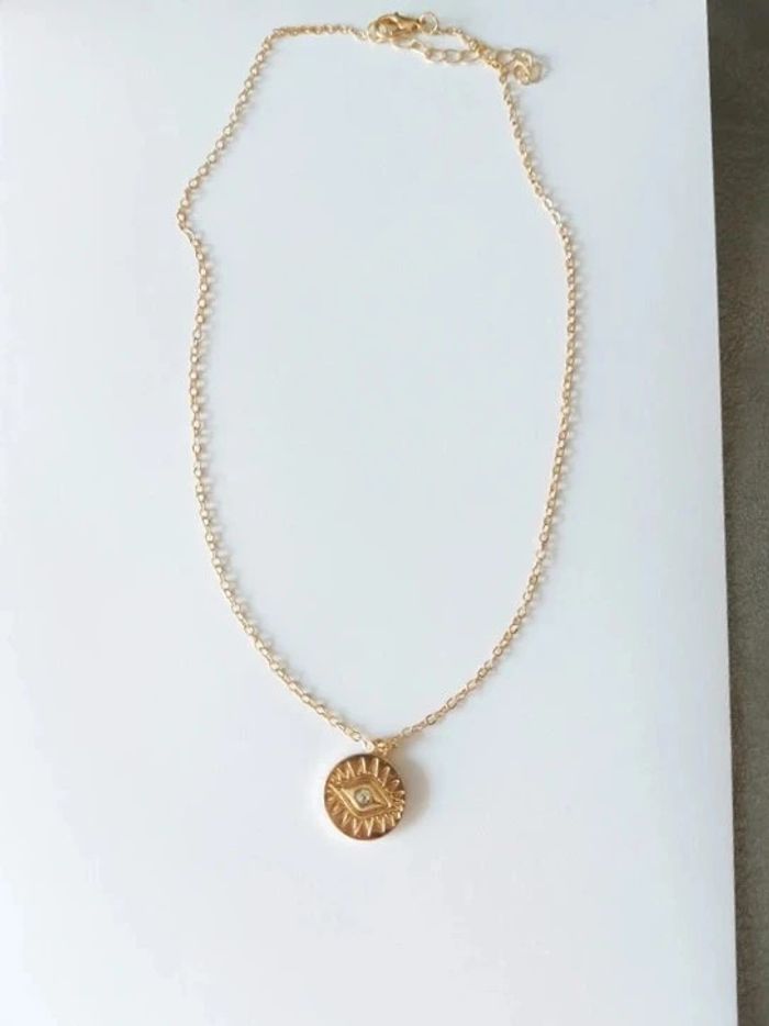 Magnifique collier bohème acier inoxydable, charm's œil - photo numéro 3