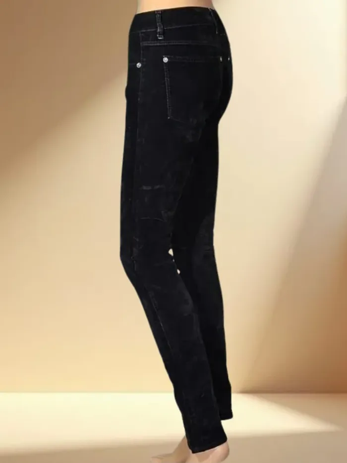 jean April 77 noir coupe slim matiére lyocell et coton effet velours,taille basse,extensible - photo numéro 3