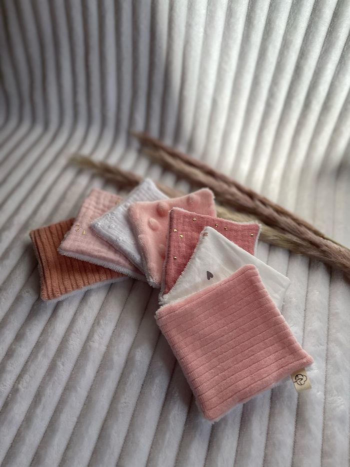 Semainier lingettes lavables et réutilisables Rose