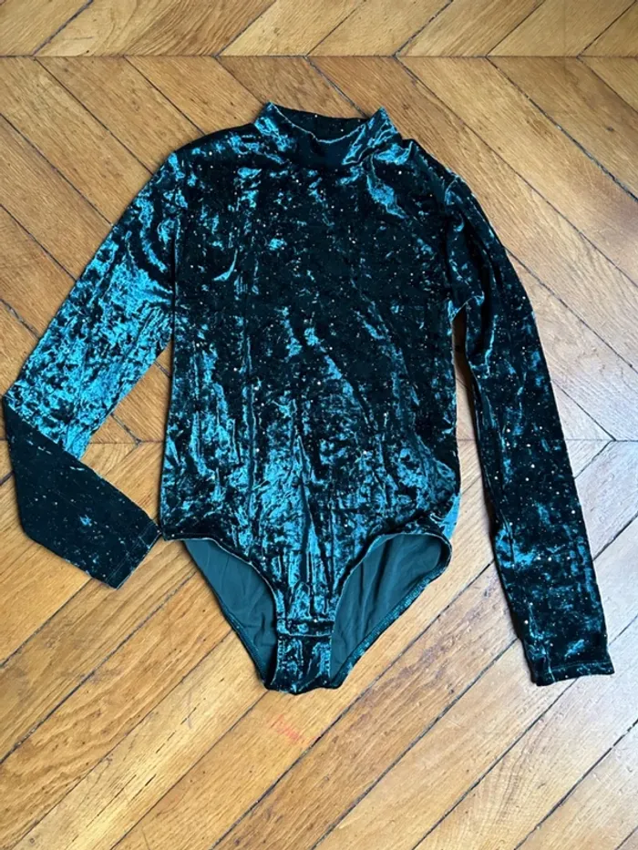 Neuf: magnifique body vert pailleté, taille 12/14 ans Zara