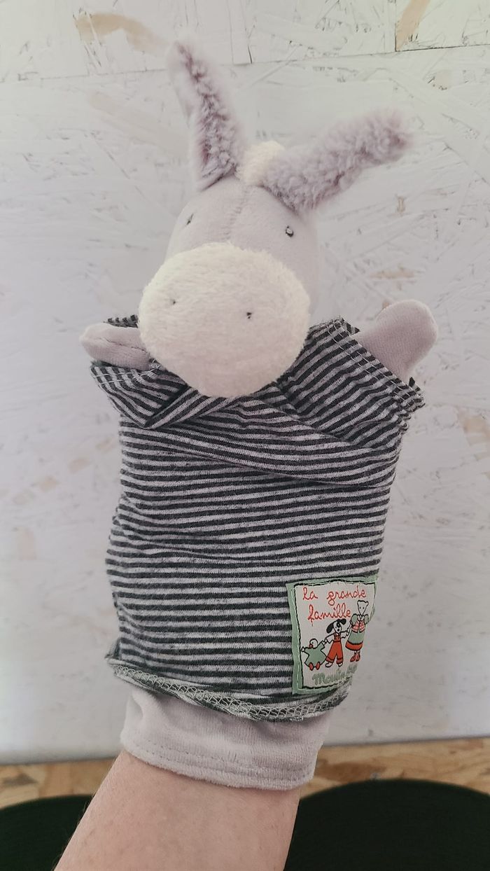 Doudou plat ane gris rayé la grande famille MOULIN ROTY - photo numéro 2