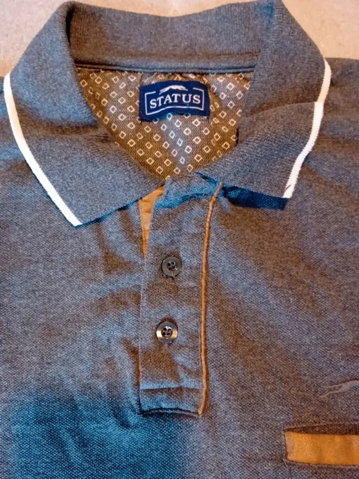 Polo longue manche gris anthracite taille L Status - photo numéro 3
