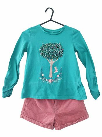8 ans fille ensemble teeshirt et short velours