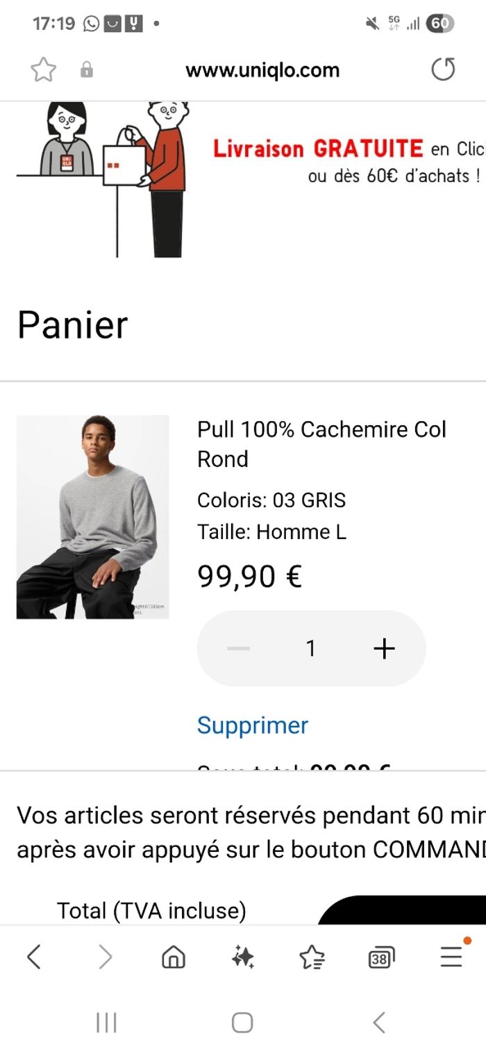 Pull 100% cachemire homme uniqlo - photo numéro 6