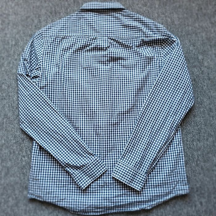 Chemise à carreaux LxM bleue et blanche manches longues col boutonné coupe ajustée taille M Coton - photo numéro 8