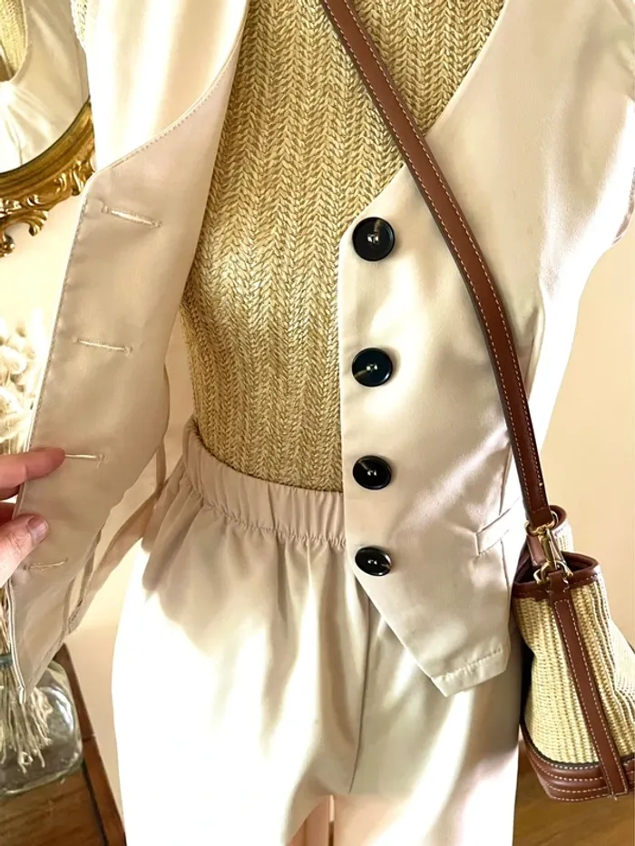 Sublime Ensemble Élégant Écru Neuf - Top & Pantalon - Taille S/M - photo numéro 20