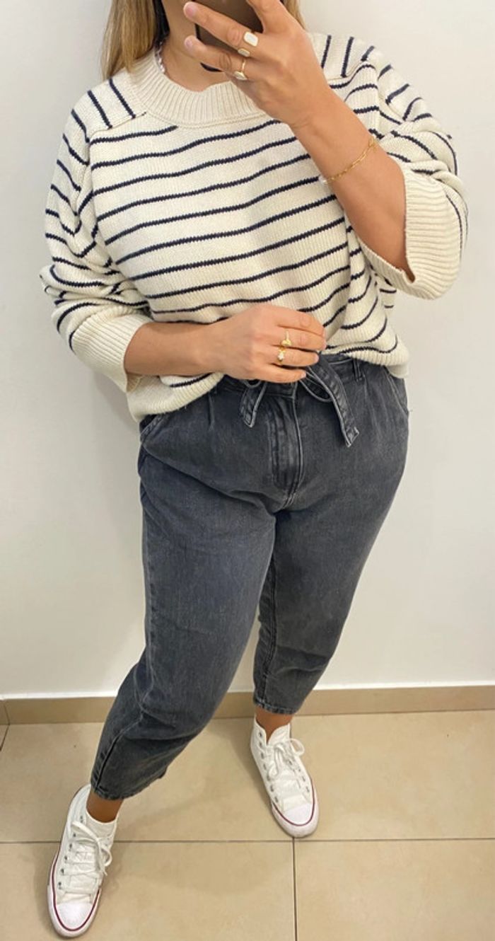 Superbe Pull Court Ample ZARA Rayé Taille M Et Plus - photo numéro 3