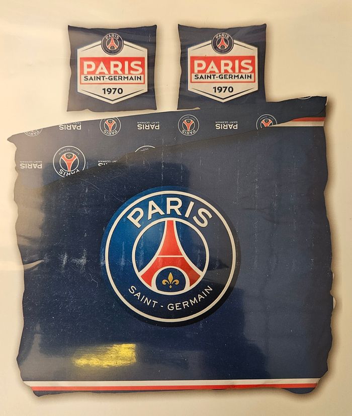 Parure de lit double (housse de couette + deux taies d'oreiller) - Paris Saint-Germain (PSG)