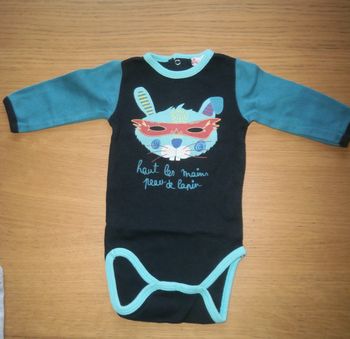 Bodies  Dpam 3 mois 60cm motif lapin noir et couleurs