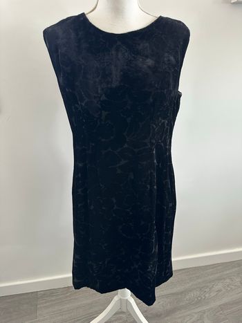 Robe à fleurs en velours noir gothique Vintage T40 L