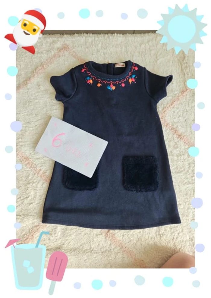 robe automne hiver chaude taille 5 ans bleu marine dpam