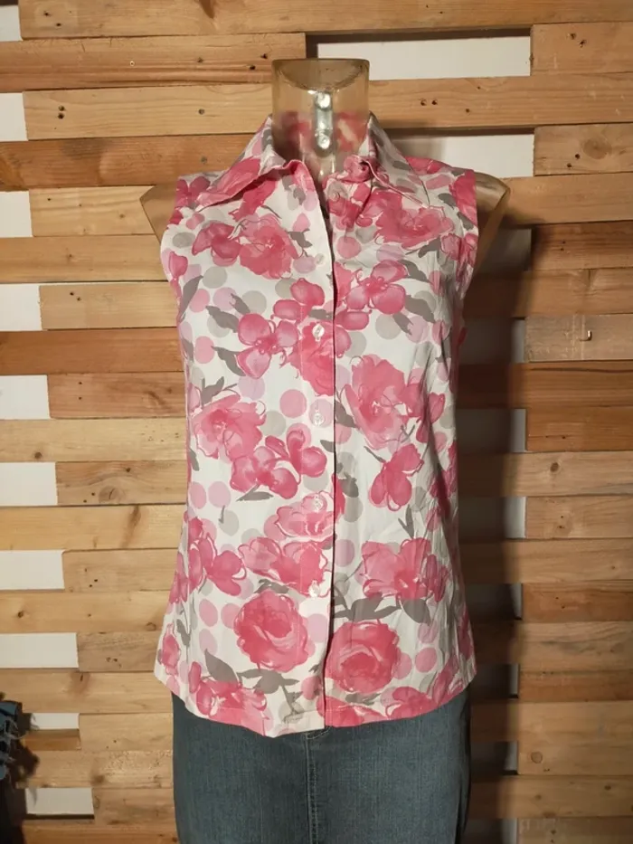 Chemisier sans manches rose T2