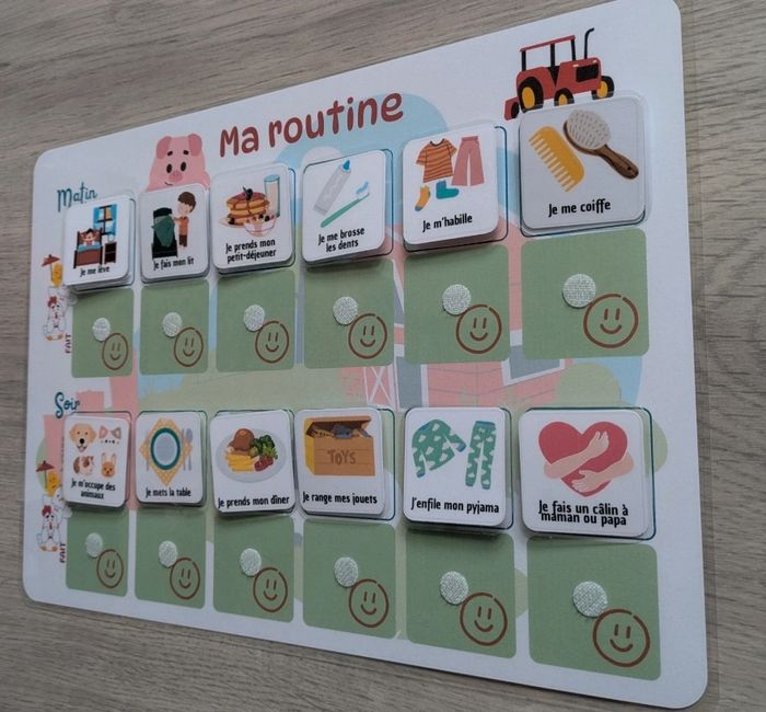 Tableau de routine enfant matin et soir tracteur, 30 vignettes - photo numéro 2