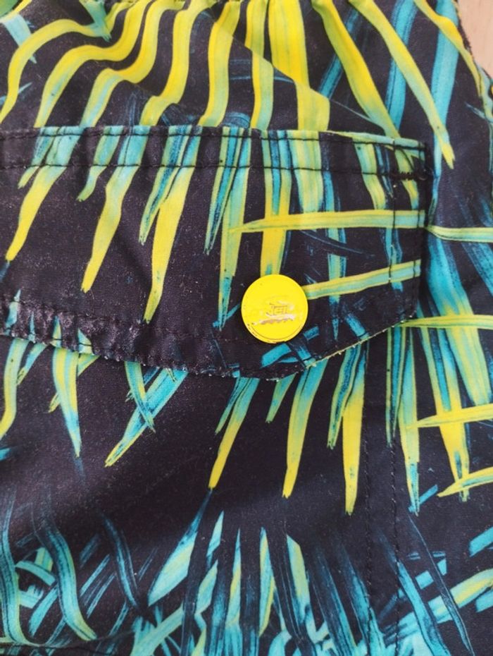 Short bermuda de bain garçon bleu marine jaune et turquoise taille 10 ans O'Neill - photo numéro 4