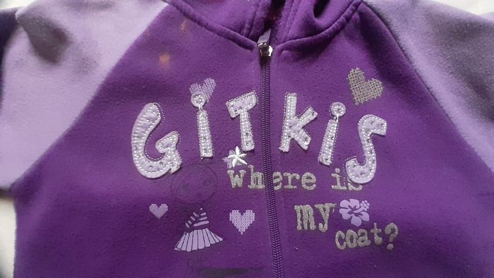 Veste jogging mauve et lilas motif petite fille et ecriture - photo numéro 2