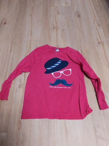T-shirt manches longues Tape à l'oeil 8 ans rouge moustache