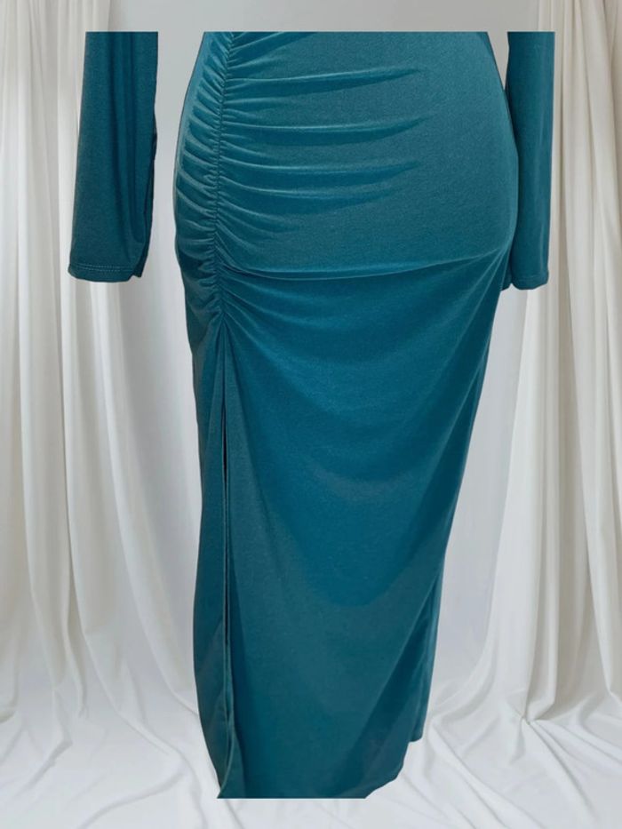 Robe longue bleu canard fendu TU 36/40 - photo numéro 4