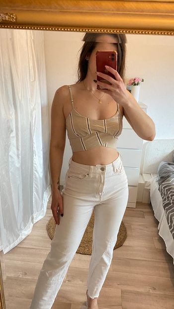 Crop top croisé beige