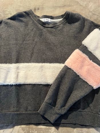 Pull gris à fourrure blanche/rose La Redoute