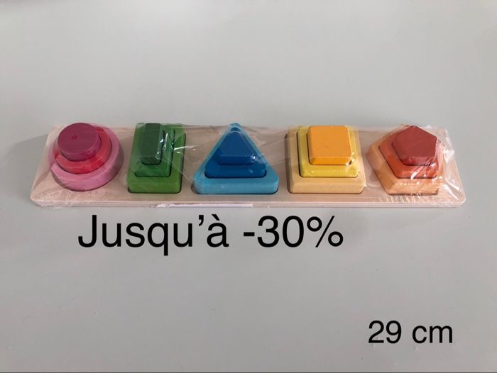 Jouet jeux activité encastrement logique Montessori bois éducatif maternelle forme couleurs motricité