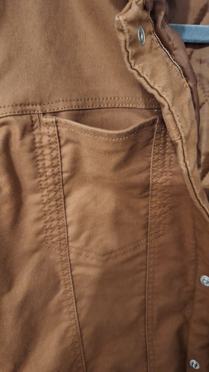 Veste en jean camel à col moutonneux blanc - photo numéro 5