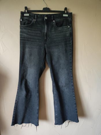 Jean noir délavé droit jambes larges taille 42 Stradivarius