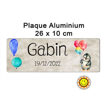 Plaque prénom aluminium personnalisée 26 x10 cm