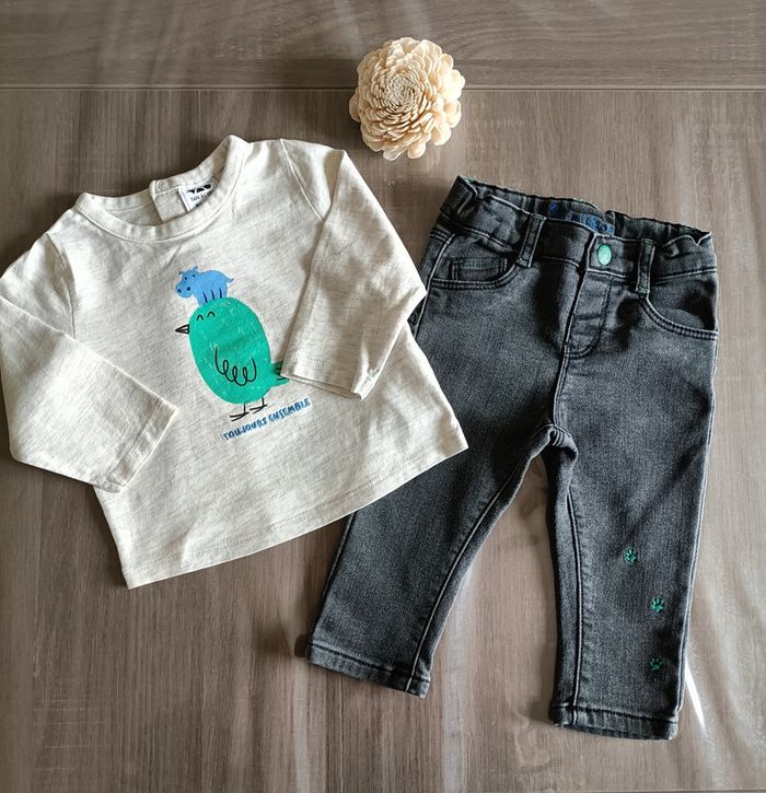 Ensemble T Shirt manches longues/ jean 6 mois
