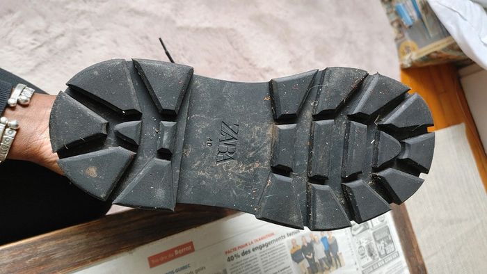 Grosse botte type Randonnée motard en caoutchouc imperméable surpiqûres crantée plateforme - photo numéro 9