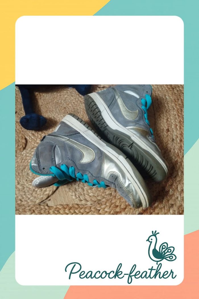 Baskets Nike grises turquoise 37.5 - photo numéro 10