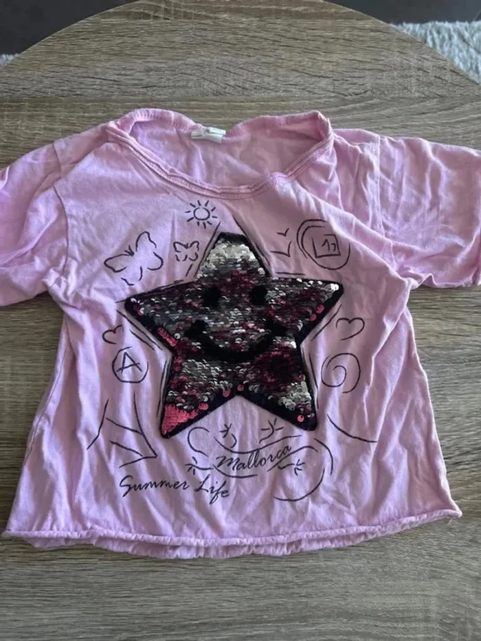 T-shirt étoile sequin 5 ans - photo numéro 5