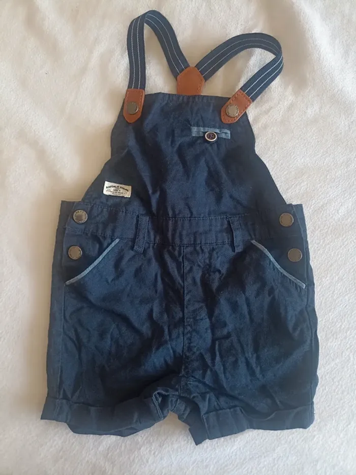 Salopette short garçon bleu Gémo 18 mois