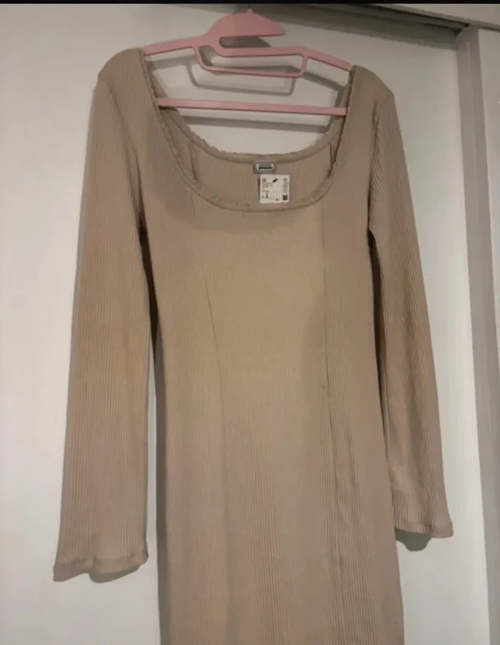 Robe beige côtelée Pimkie - Taille L - photo numéro 3