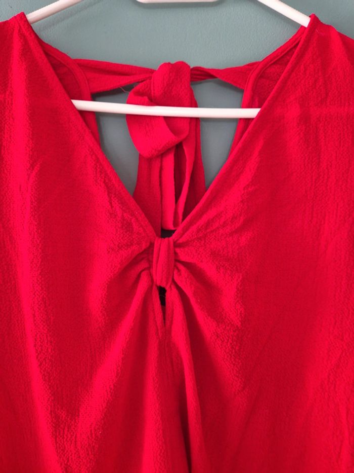 Blouse rouge avec noeud, manches longues, taille 38 h&m - photo numéro 3