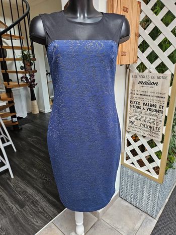 C&A robe longue bleu et noir taille 38