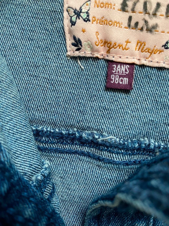 Veste en jeans sergent major avec papillons - photo numéro 3