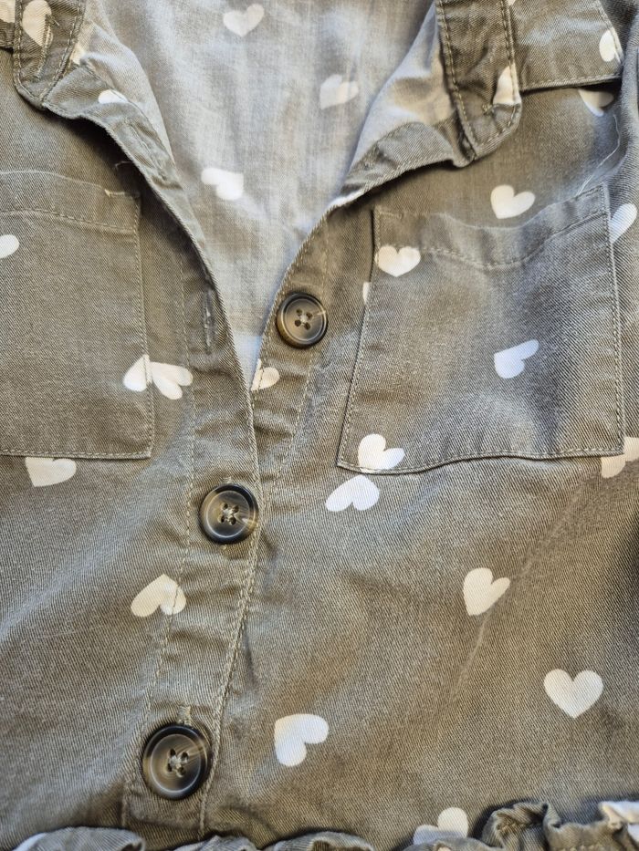 Belle Robe motif cœur kaki 3 ans - photo numéro 3