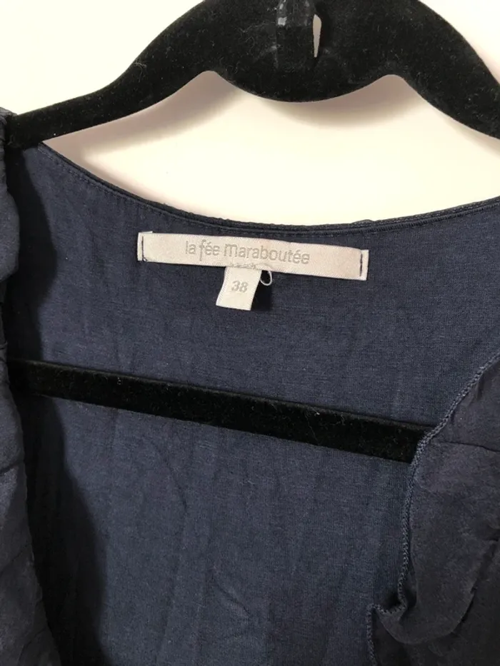 Robe en soie bleue marine La Fée Maraboutée taille 38 - photo numéro 5