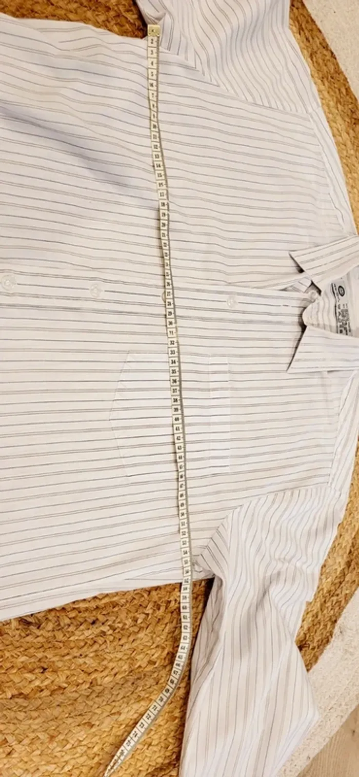 Chemise homme C&A rayée blanche/grise - Taille L - Très bon état - photo numéro 8