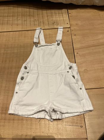 Salopette short en jean blanche Zara 8 ans