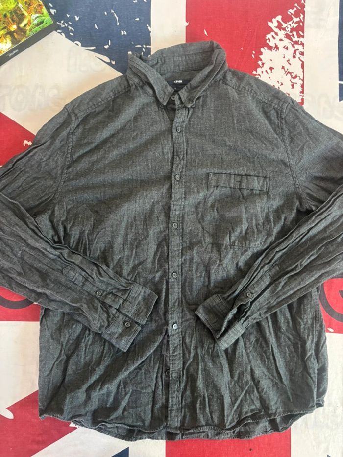 Chemise Kiabi manche longue gris noir anthracite taille Xl