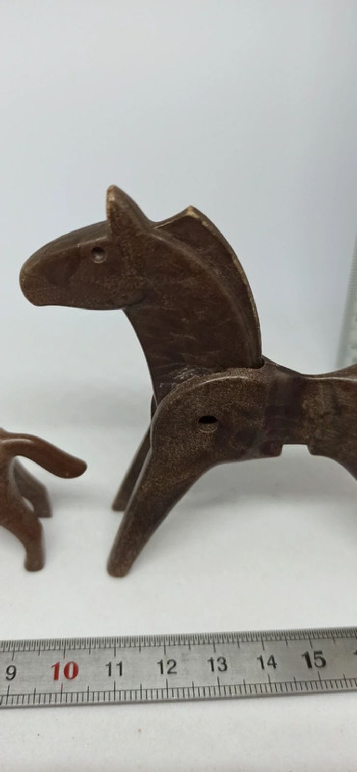 Cheval marron vintage avec poulain playmobil - photo numéro 4