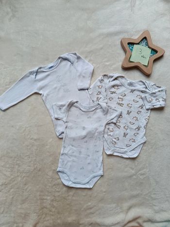 Lot bodies 3 mois Petit Bateau