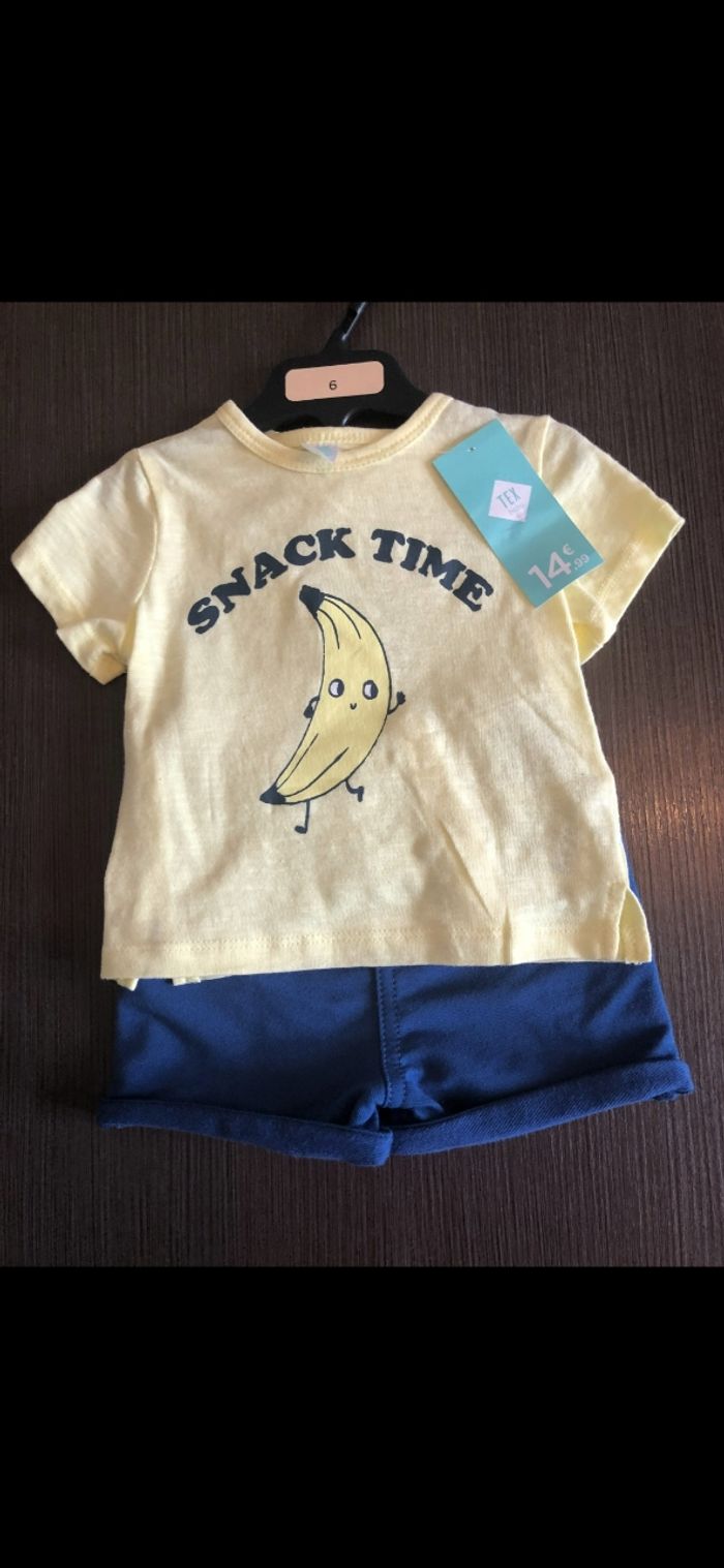 Ensemble tee-shirt short garçon tex baby 67 cm 6 mois - photo numéro 1