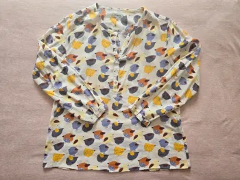 Blouse Col V, multicolore avec motif