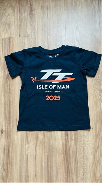 T-shirt marine Enfant Officiel Moto Isle of Man TT 2025 Neuf Tailles 2-3 Ans