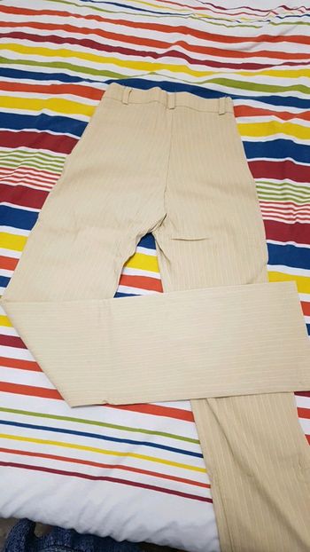Pantalon rayé beige et blanc taille 36 avec elastane