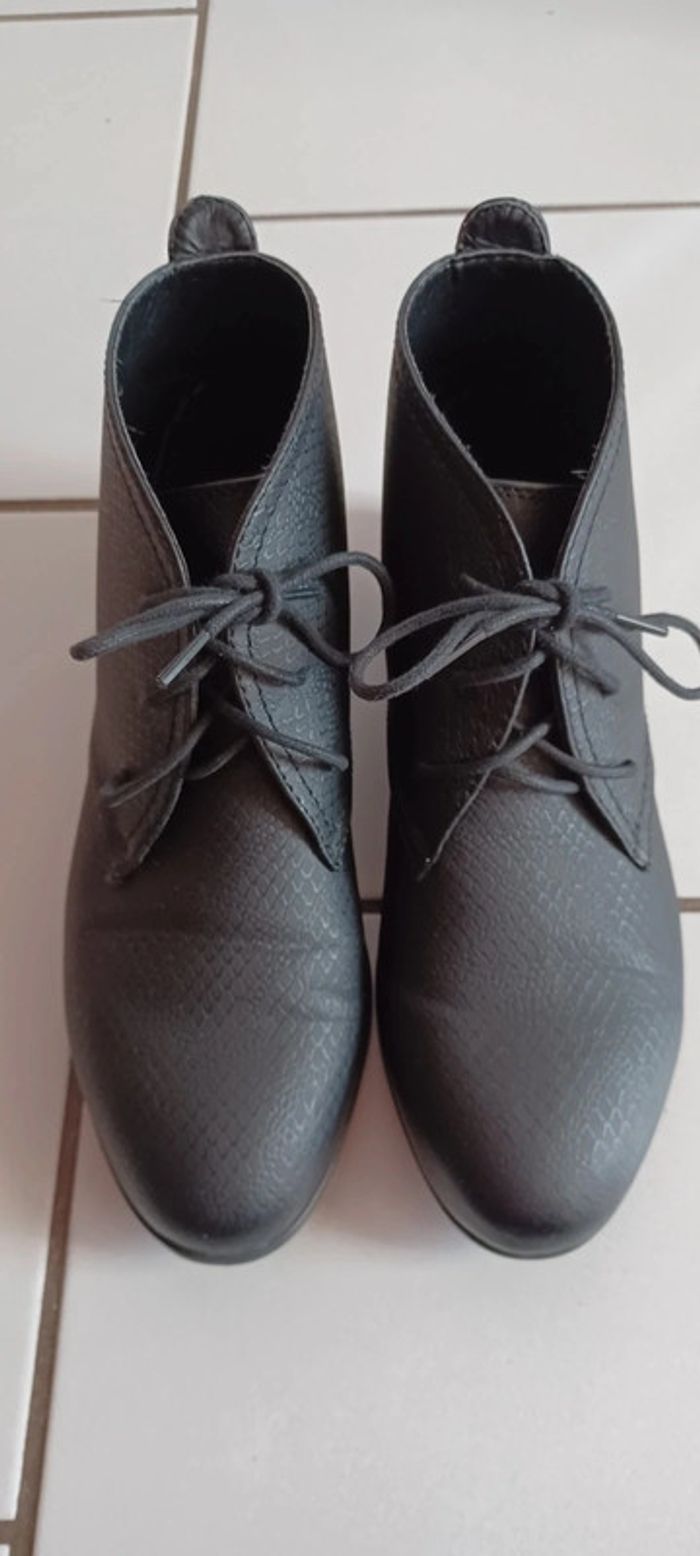 Bottines noires femme, motif effet serpent, taille 38 - photo numéro 9