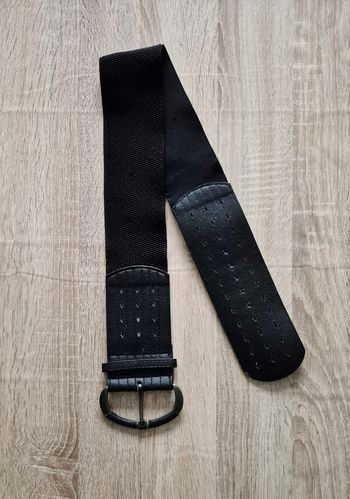Ceinture large élastique noire - Style vintage / bohème