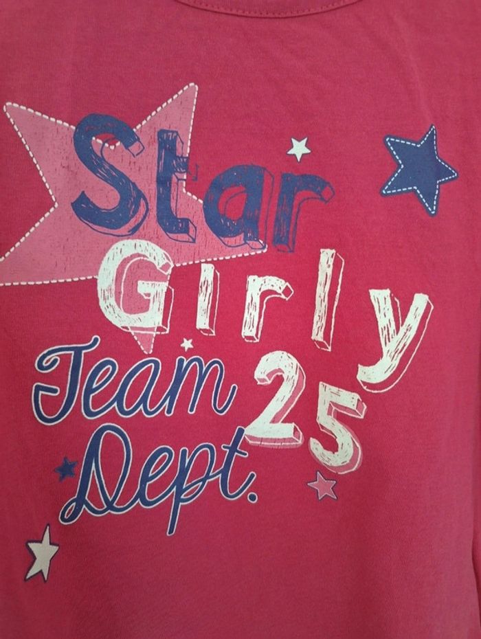 Lot 3 t-shirts 8 ans enfant fille NKY et Orchestra rose, bleu et marron - photo numéro 3